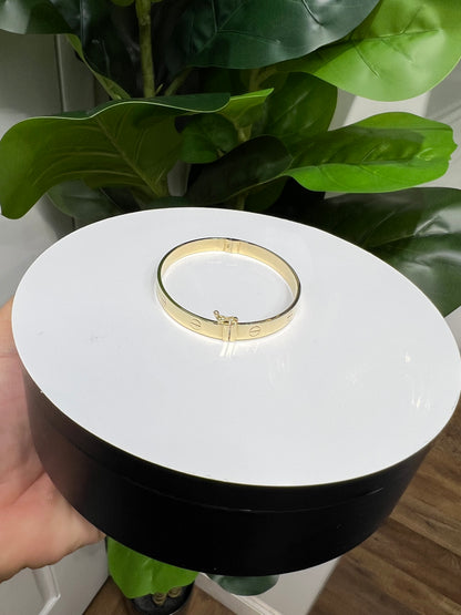 1338-NEW 14K Cartier Style Bangle Band Bracelet Replica (18.03CM) W.G