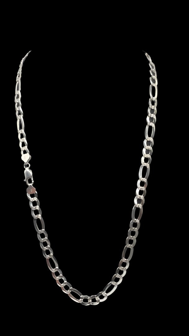 S001- 925 Italian Sterling Silver Figaro Chain 24” 39.98g