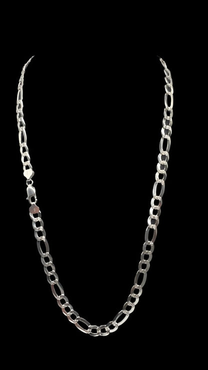 S001- 925 Italian Sterling Silver Figaro Chain 24” 39.98g