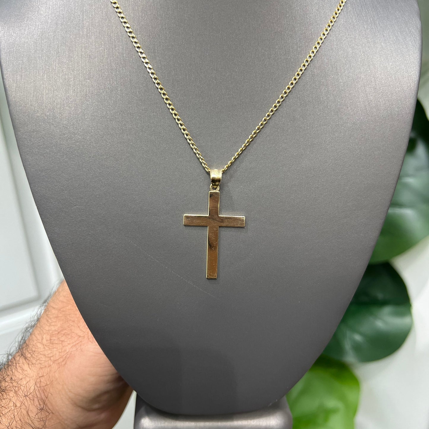 1308- NEW 10K Gold Cross Pendant W.G