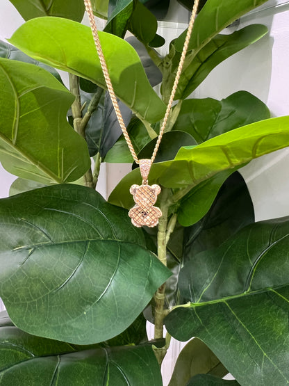 1215- NEW 14K Teddy Bear Gold Pendant W.G