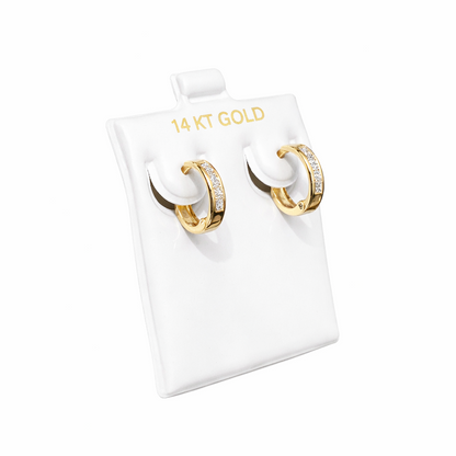 1542- NEW 14K Gold Huggies Hoop Earrings (12mm) W.G