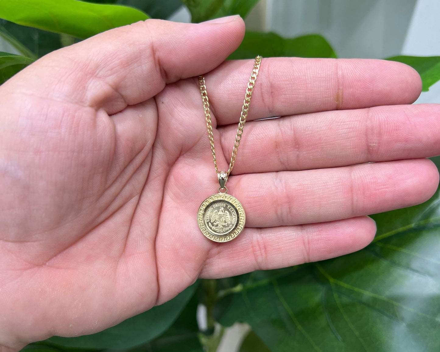 1239- NEW 14k Gold Moneda Holder Pendant W.G.
