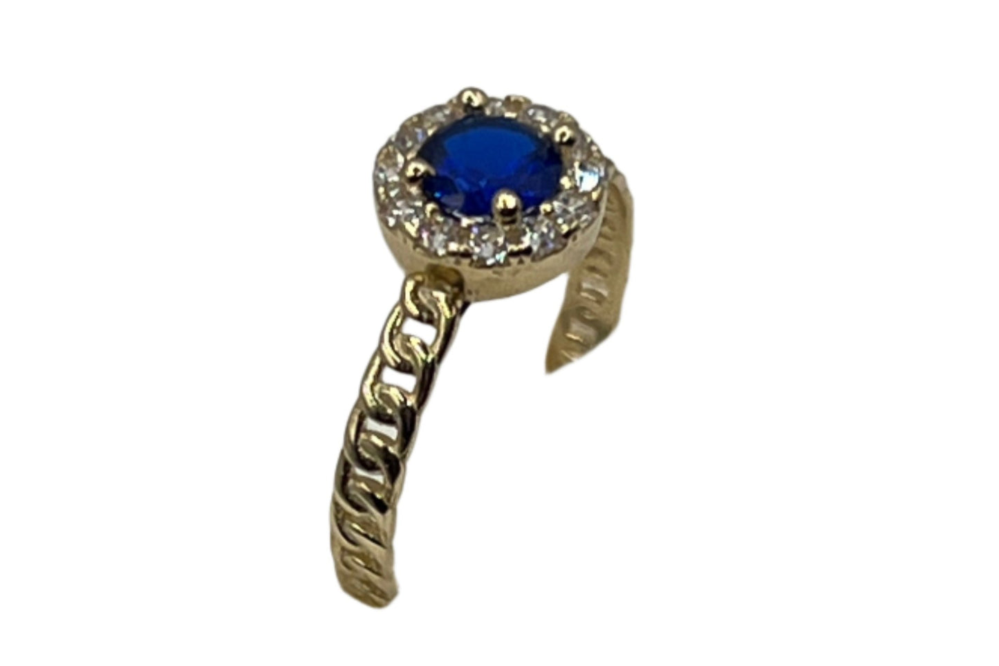 651- Blue Cz Circle Stone Ring