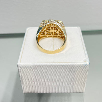 1183- NEW 14K Square Full Cz Ice Out Men's Ring W.G