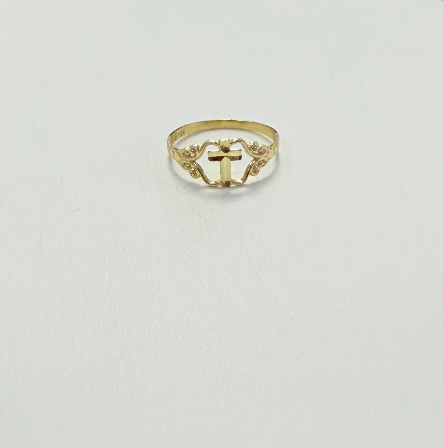 1714- NEW 10K Thin Cross Women’s Ring W.G