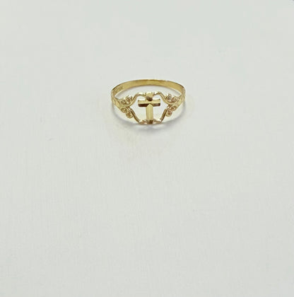 1714- NEW 10K Thin Cross Women’s Ring W.G