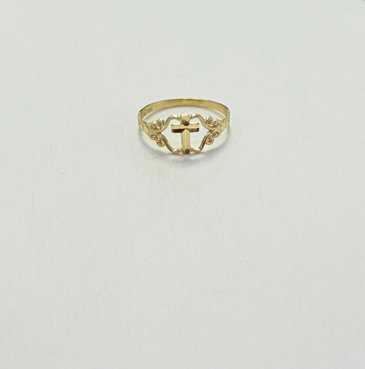 1714- NEW 10K Thin Cross Women’s Ring W.G