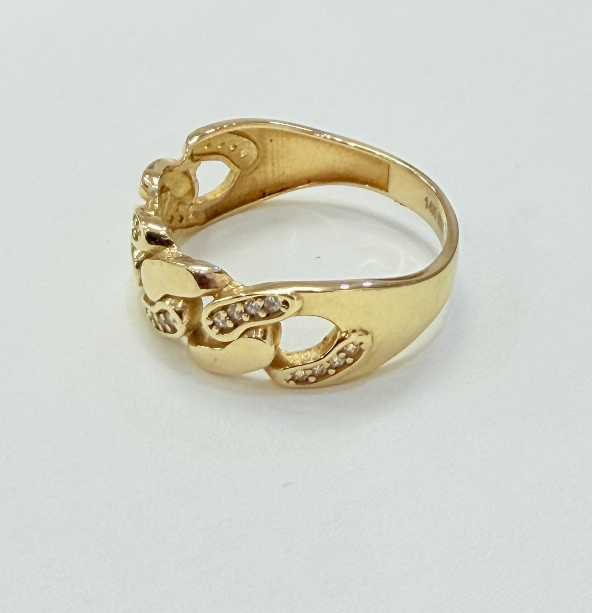 1394- NEW 14K Cuban Link Band Ring W.G