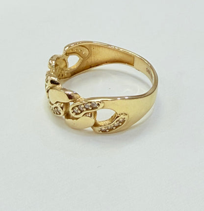 1394- NEW 14K Cuban Link Band Ring W.G