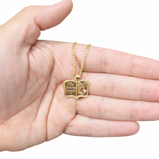 1307- NEW 10k Gold Serenity Prayer Double Sided Flat Charm Pendant W.G
