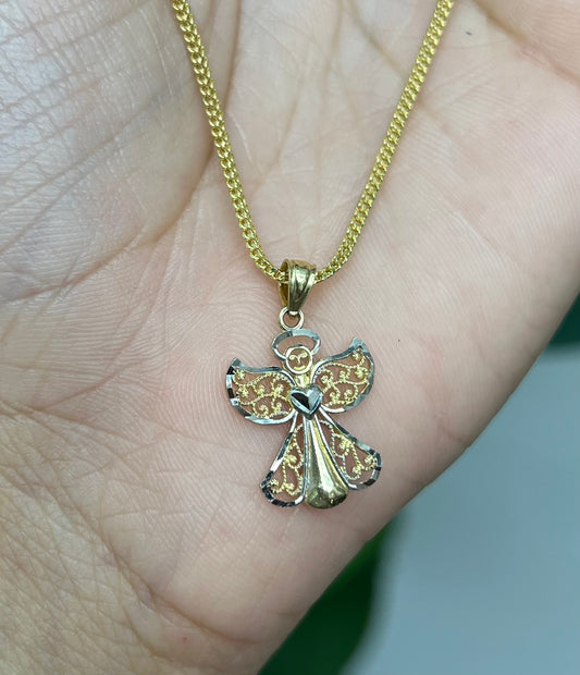 295- NEW 14K Guardian Angel Pendant W.G