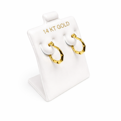 1063 -NEW 14K Small Round Lightweight Bamboo Hoop Earrings W.G