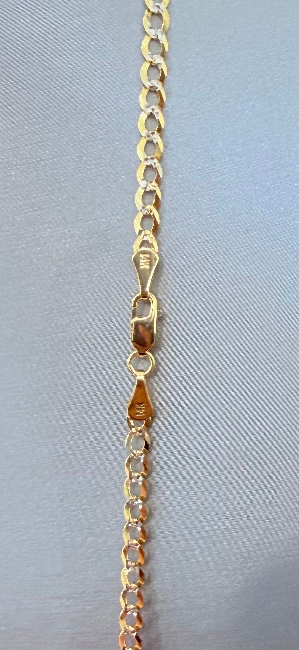 1763- NEW 14K Solid Cuban Curb Two Tone Chain 24"(4mm) W.G