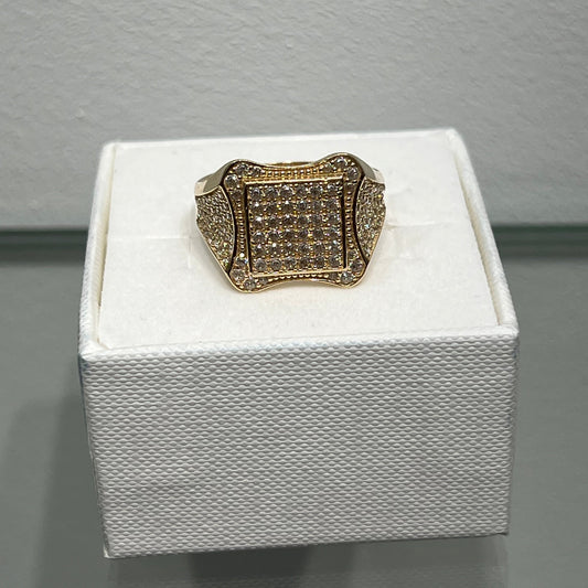 1182- NEW 14K Full Cz Square Fashion Men's Ring W.G