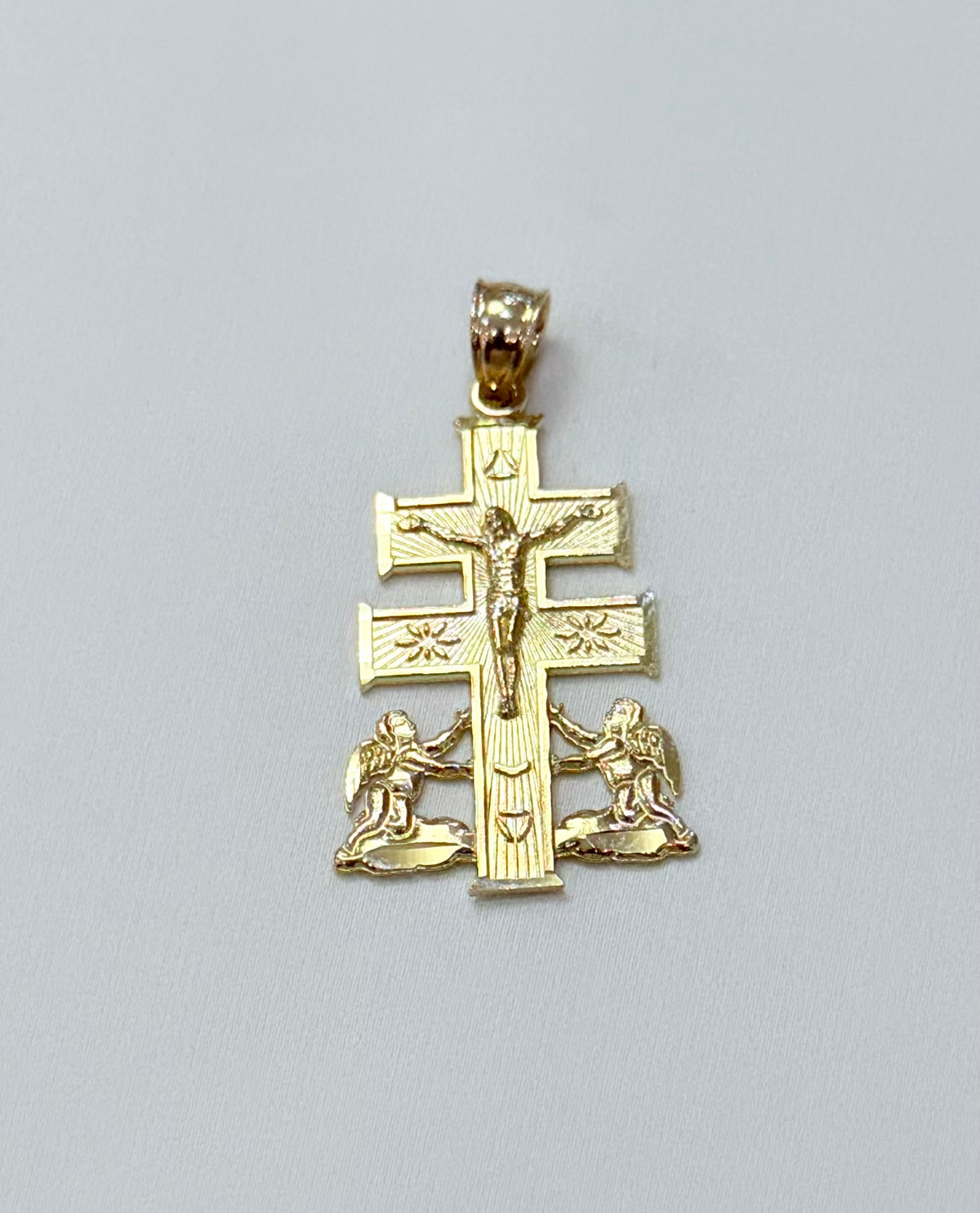 1790- NEW 14K Caravaca Cross Pendant W.G