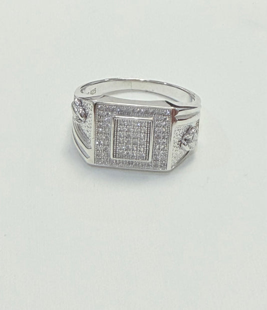 S0014- Anillo de plata .925 para hombre con piedras blancas