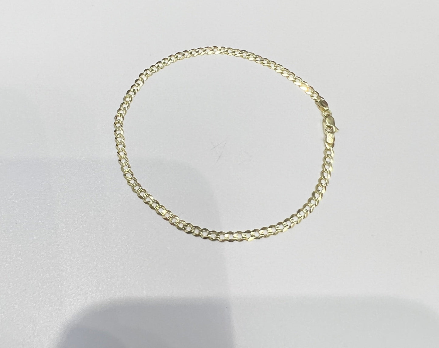 1656- NEW 14K Solid Cuban Curb Bracelet 7" (2.7mm) W.G