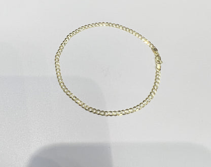 1656- NEW 14K Solid Cuban Curb Bracelet 7" (2.7mm) W.G