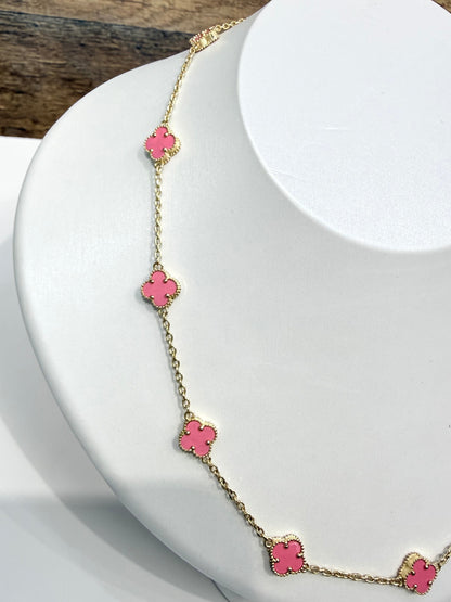 1608- NEW 14K Pink Trebol Necklace 19"+1" Ext (8mm) W.G