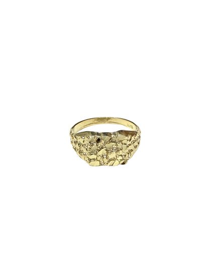 1525- NEW 10K Square Nugget Ring W.G