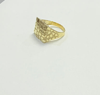 1696- NEW 10K Square Nugget Men Ring W.G