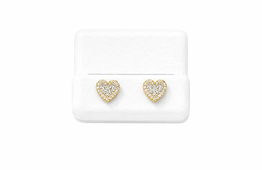 D9- NEW 10K Heart Shape Natural Diamonds 💎 Stud Earrings (0.34ct) W.G