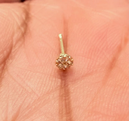 1795- NEW 14K Gold Nose Piercing With Cz Circle (3.2mm) W.G