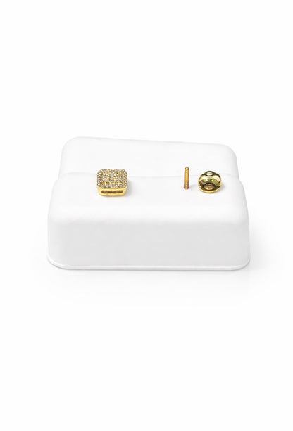 D5- NEW 10K Iced Out Square Natural Diamond 💎 Stud Earrings (0.26ct) W.G