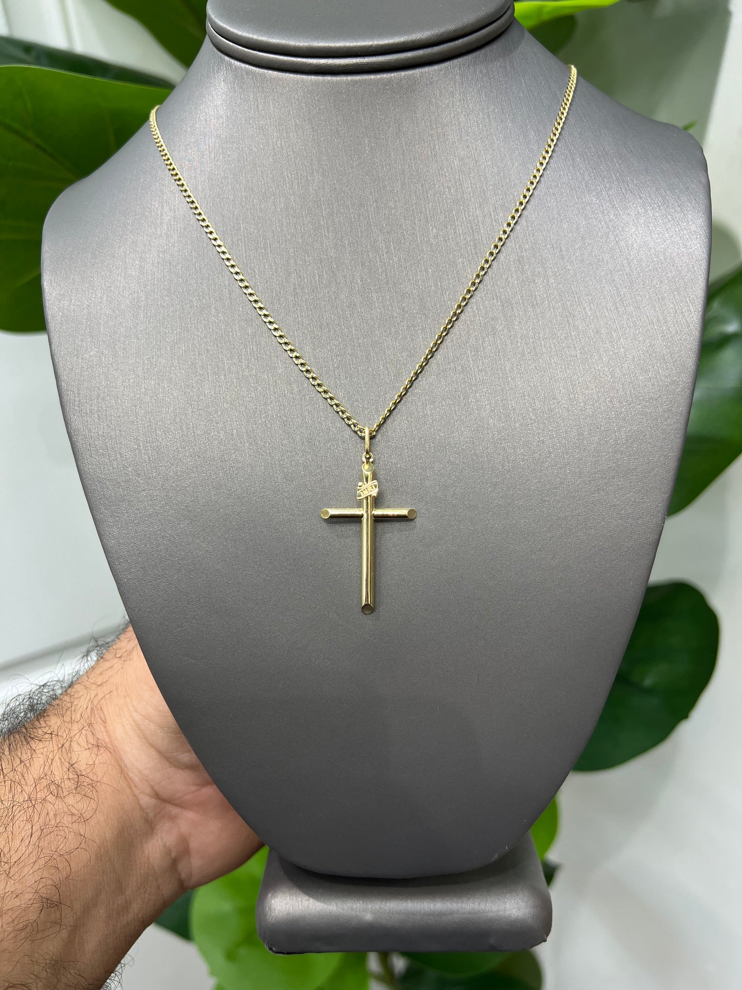 1319- NEW 10K Gold Cross Pendant W.G