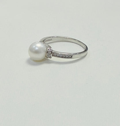 S761- NEW .925 FreshWater Pearl Silver Ring W.G