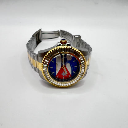 R54- Invicta Silver & Gold  Band Cuban Flag Men's Watch -47mm