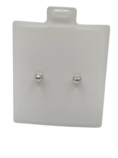 593- 14 Karat White Gold Screw Backing Square Stud Earrings 3MM