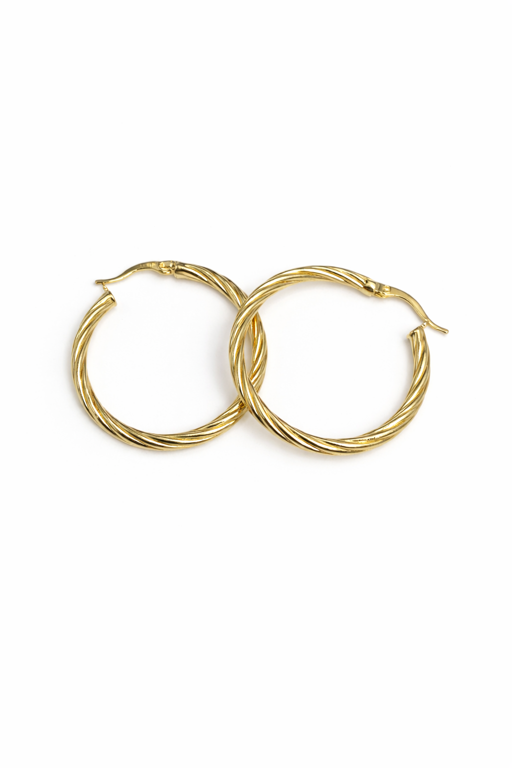 1558- NEW 10K Hollow Hoops Swirl Gold Earrings (32.7x3mm) W.G