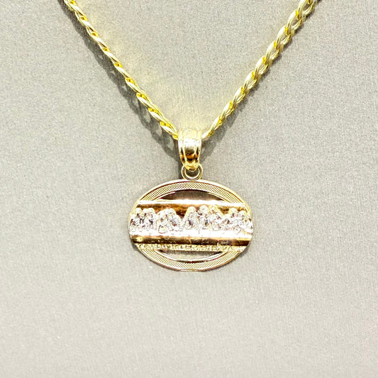 1051- 14K The Last Supper Oval Small Pendant (W.G)