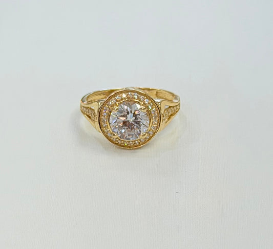 954- 14K Round Full Cz Stones Wedding Ring W.G