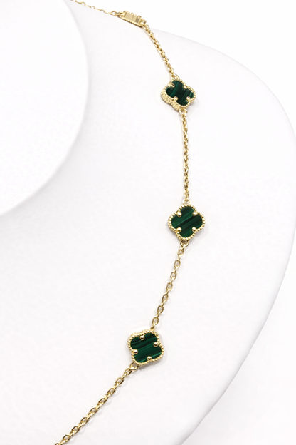 1610- NEW 14K Green Trebol Necklace 19"+ 1" ext (8mm)W.G