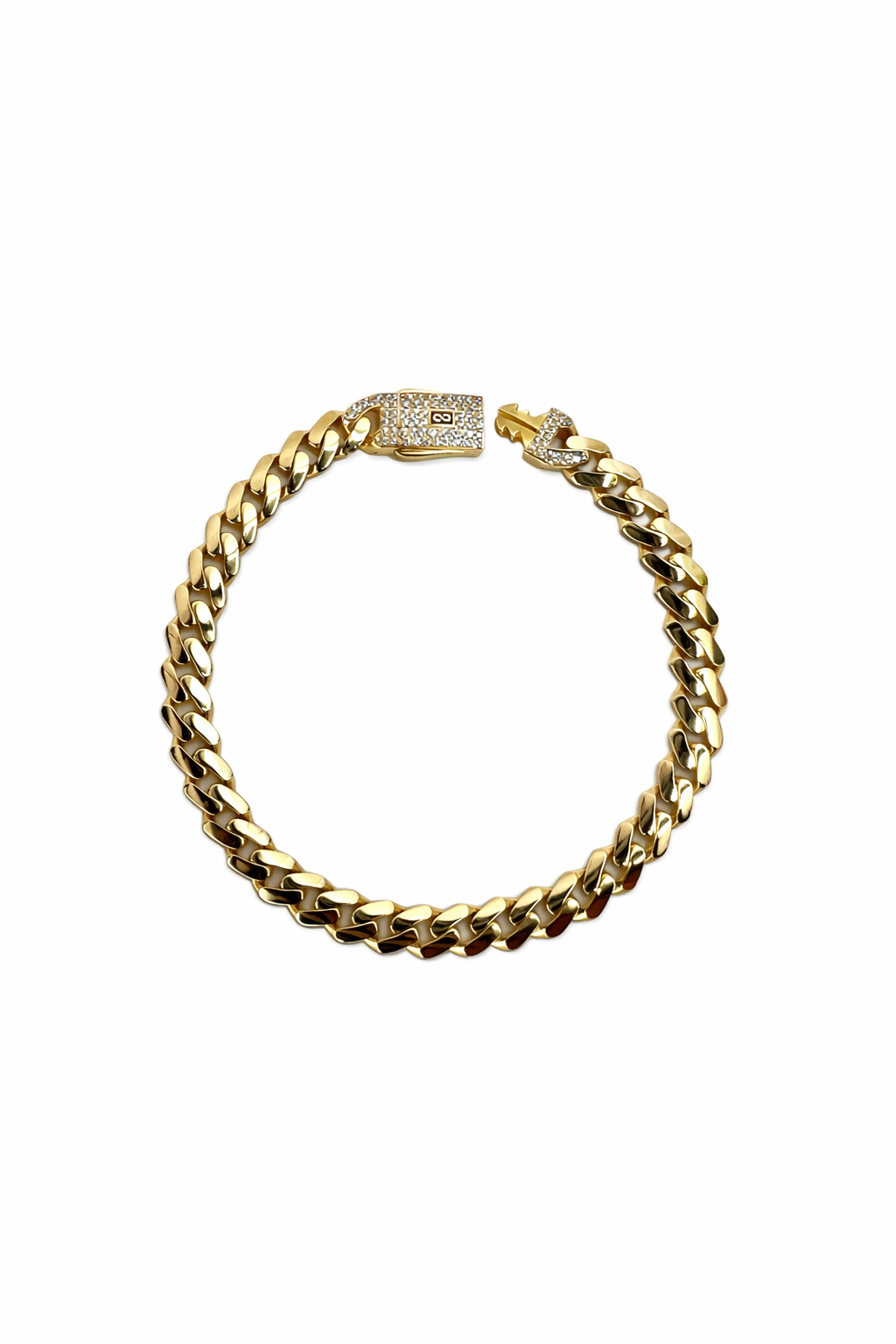 1028- NEW 14k Hollow Cuban Monaci Bracelet 7" (6mm) W.G