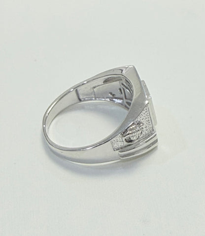 S0014- .925 Sterling Silver Square Cz Men's Ring W.G
