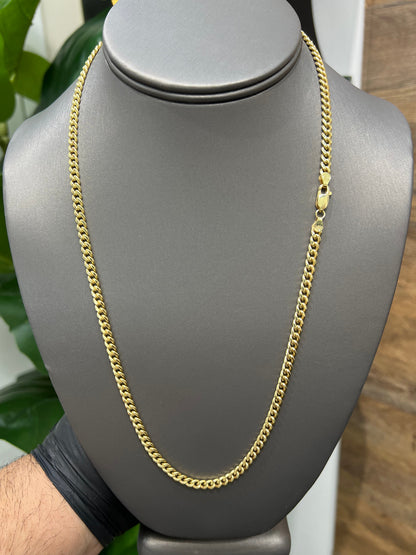 456-NEW 14k Hollow Miami Cuban 22” (4.4mm).W.G