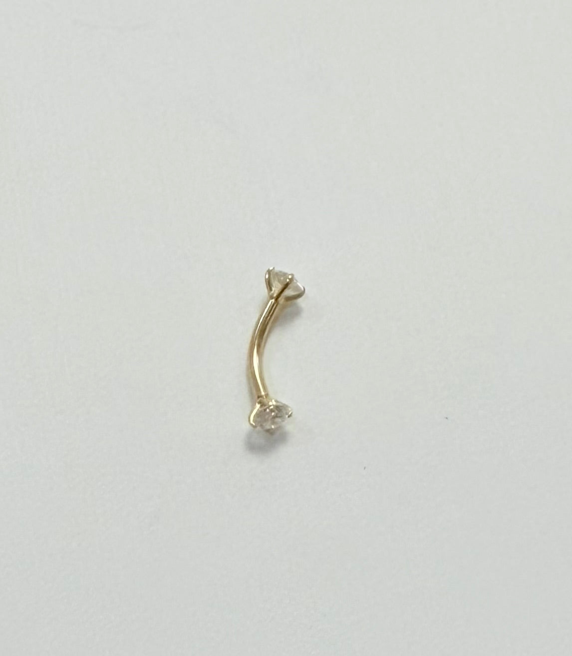 P3- NEW 14K Solid Gold Curved Barbell Eyebrow Lab Grown Diamond
End W.G