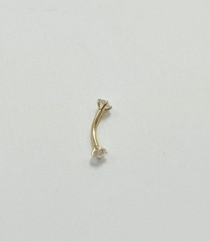 P3- NEW 14K Solid Gold Curved Barbell Eyebrow Lab Grown Diamond
End W.G