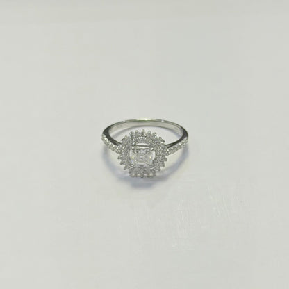 S1141- .925 Sterling Silver Flower Moissanite Ring W.G