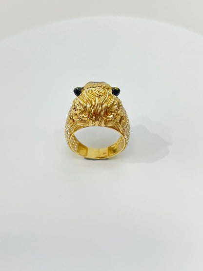 943- NEW 14K Lion Full Cz Men’s Ring W.G