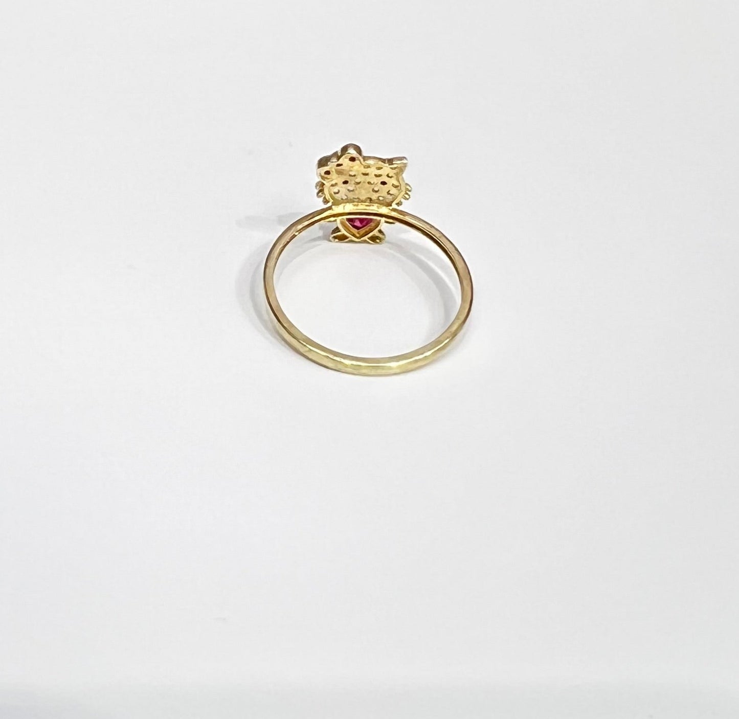 1578- NEW 14K Full Body Cz Hello Kitty Ring W.G