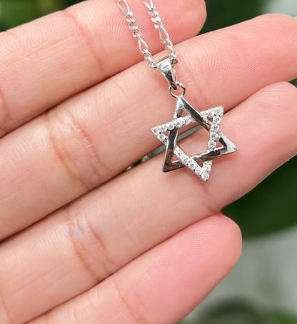 S572- NEW .925 Sterling Silver Star of David Pendant W.G