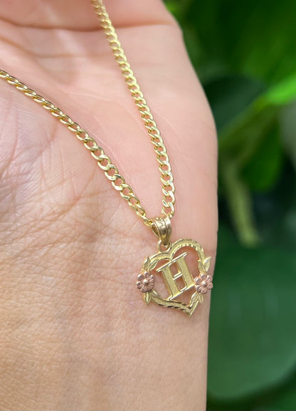 0048- NEW 14K Letter “H” Heart Shape Pendant W.G
