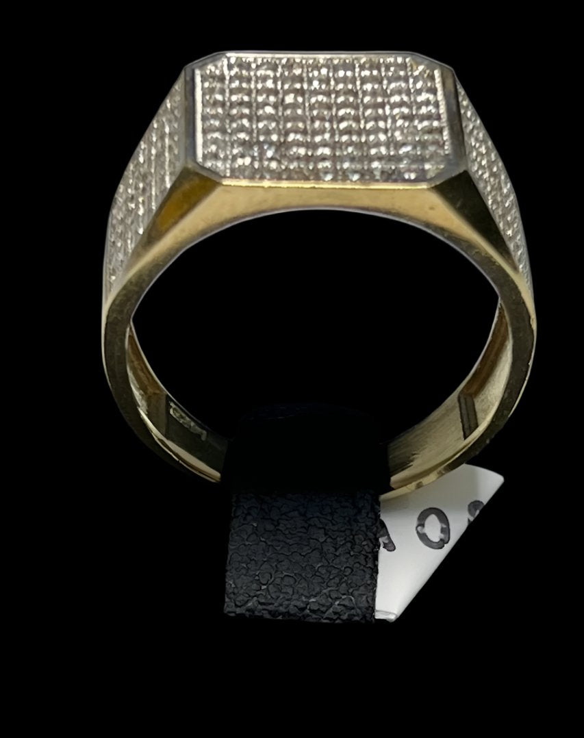 8- 0010- 14K Yellow Gold Square Ring Size 10 Men