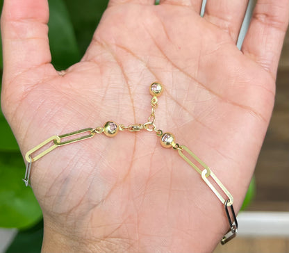326- NEW 14K Paper Clip Bracelet Tri-Color (4mm) W.G