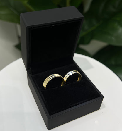 362- NEW 14K Wedding Band Full Cz Rings Set (W.G)